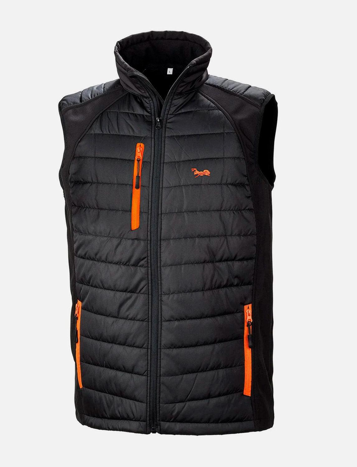 Outdoor vest for men padded with softshell shoulder inserts