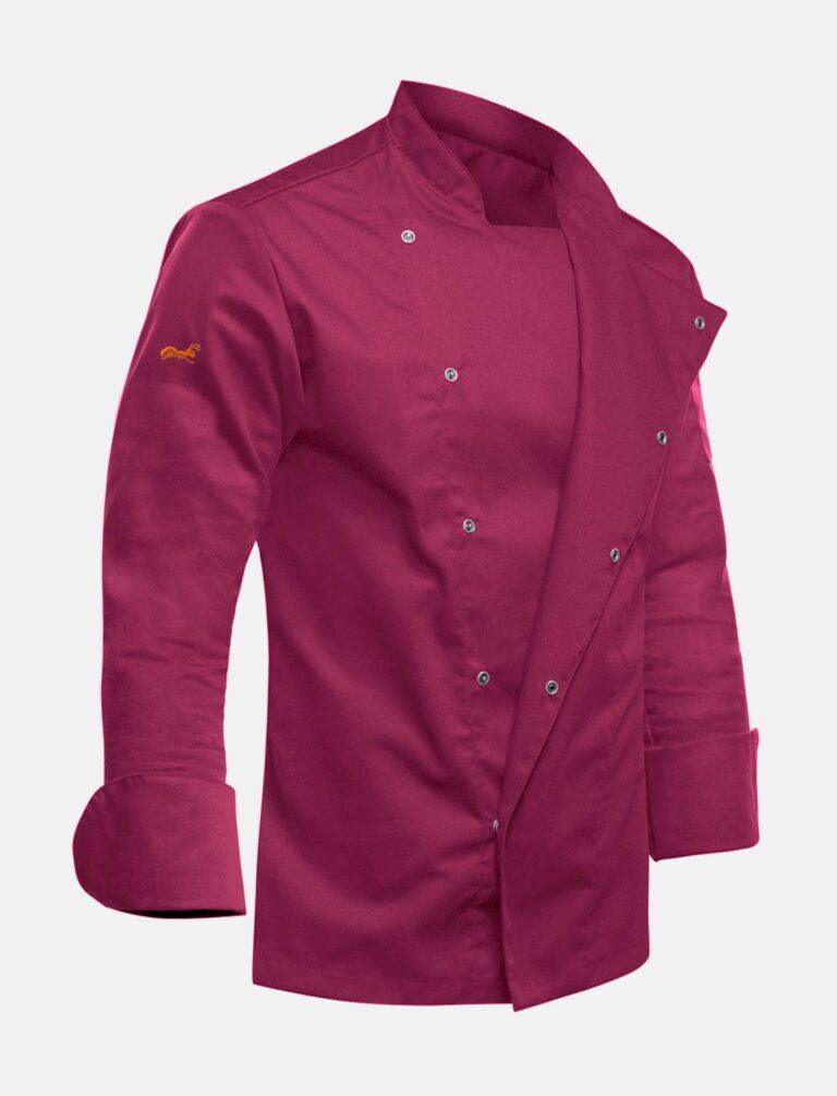 Men's chef's jacket with snap fasteners Bordo stretch long sleeve slim fit