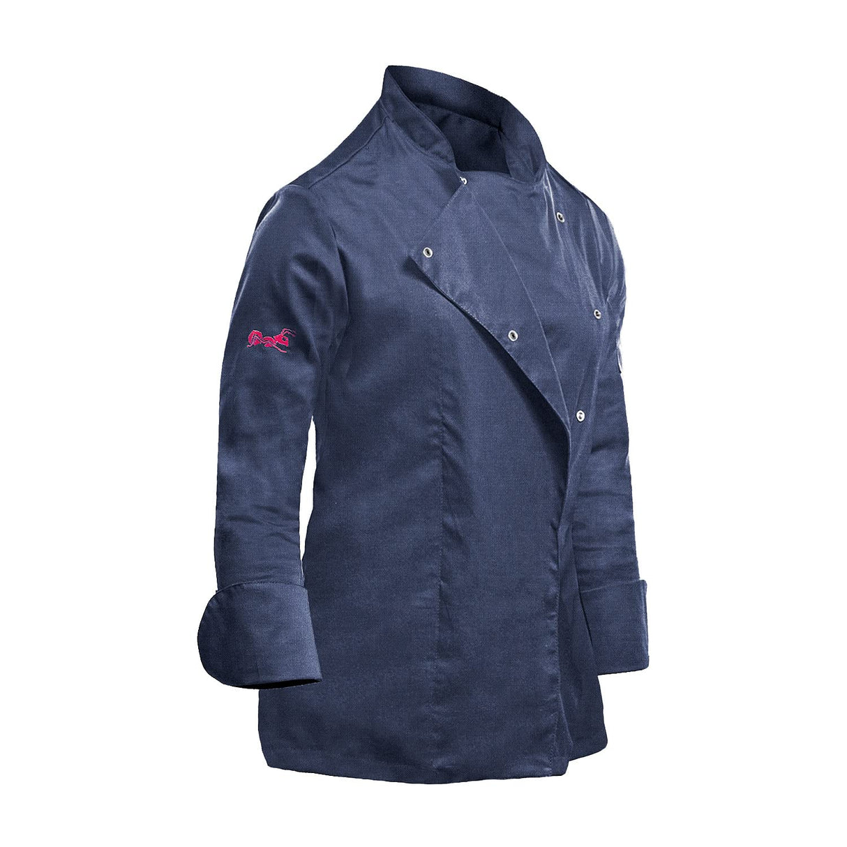 Stretch chef's jacket women with snap fasteners long sleeve slim fit