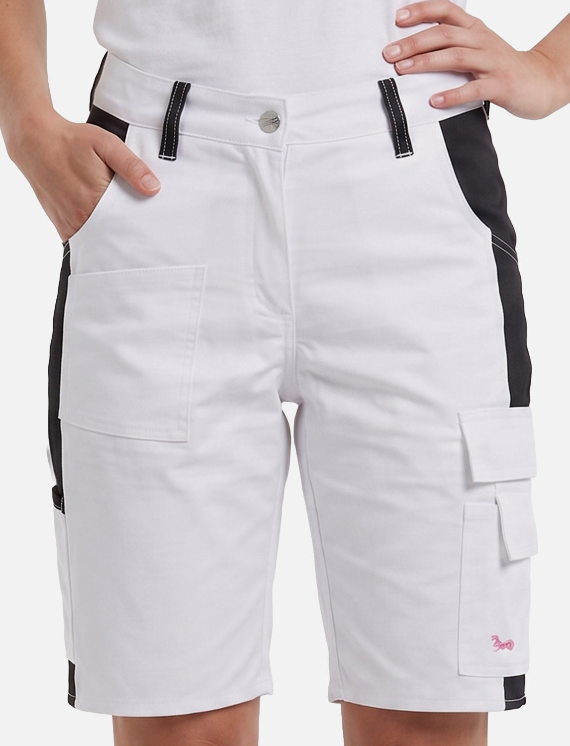 Women's short work trousers white made of stretch strong cotton