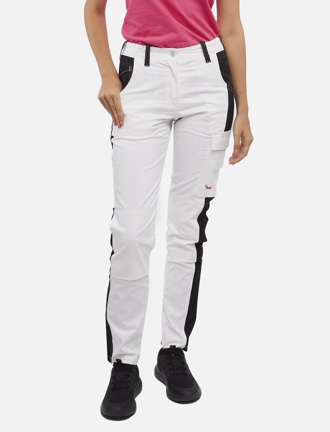 Women's white painter's trousers made of stretch strong cotton