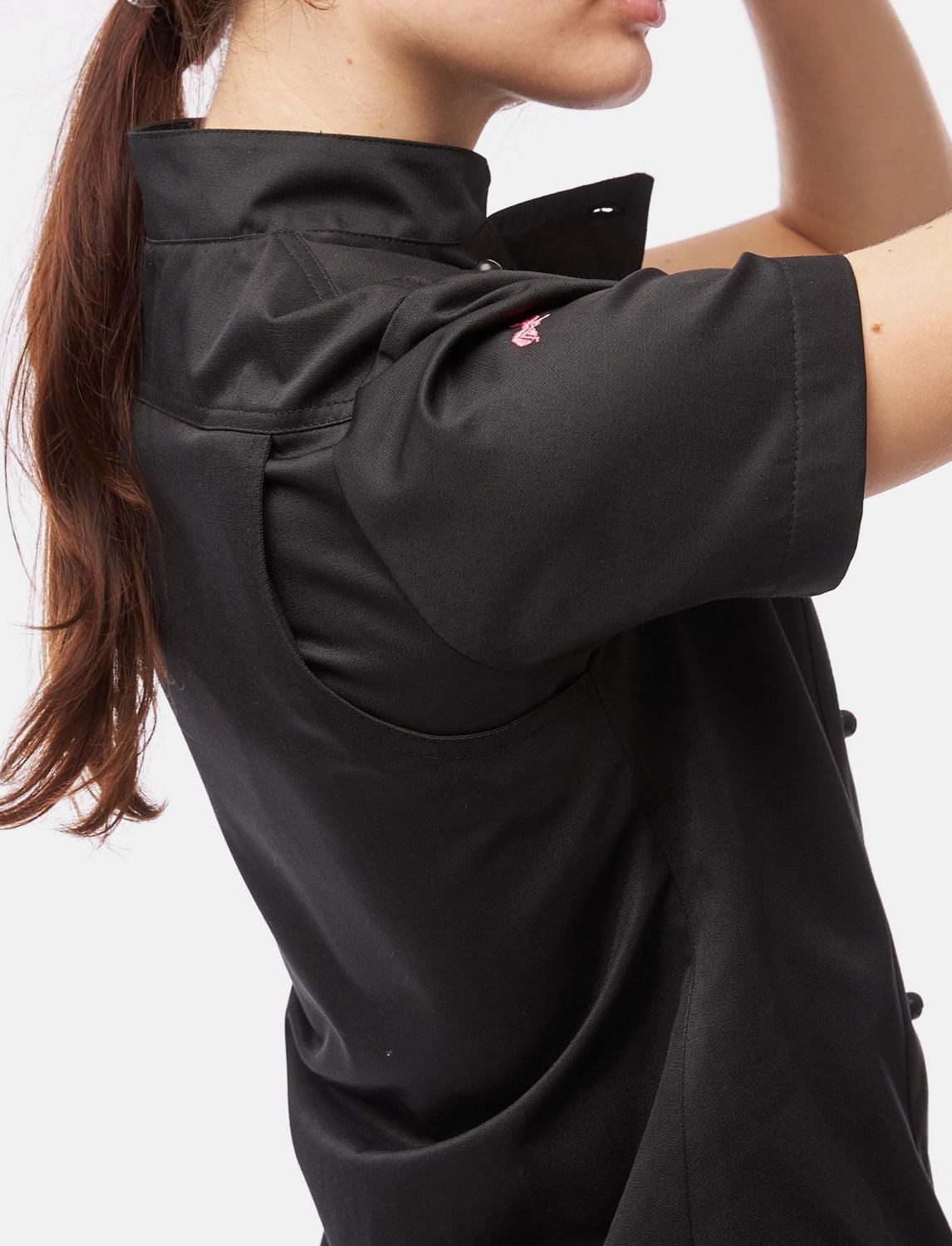 Veste de cuisine femme manches courtes en coton avec boutons boule | StrongAnt D412WAKURZ