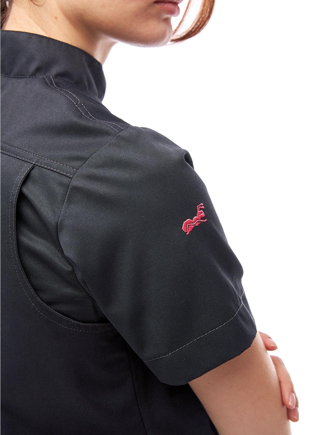 Veste de cuisine femme manches courtes en coton avec boutons boule | StrongAnt D412WAKURZ
