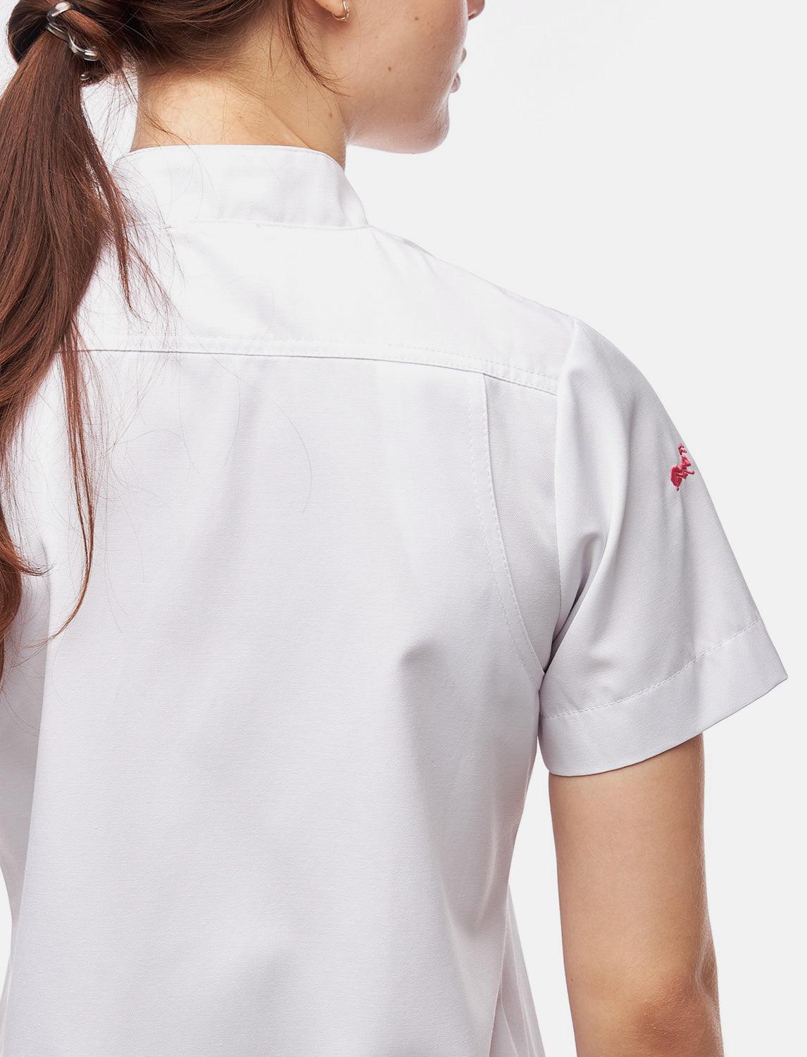 Veste de cuisine femme manches courtes en coton avec boutons boule | StrongAnt D412WAKURZ