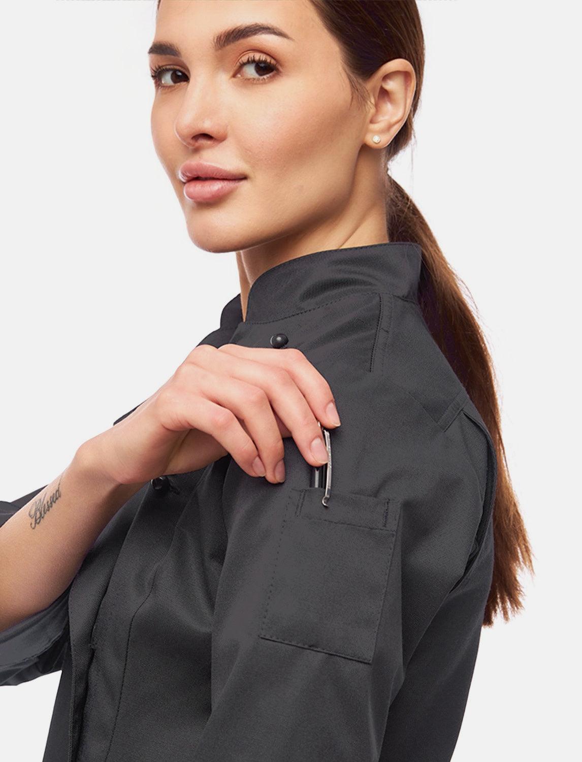 Veste de cuisine femme manches longues en coton | StrongAnt D412WALANG