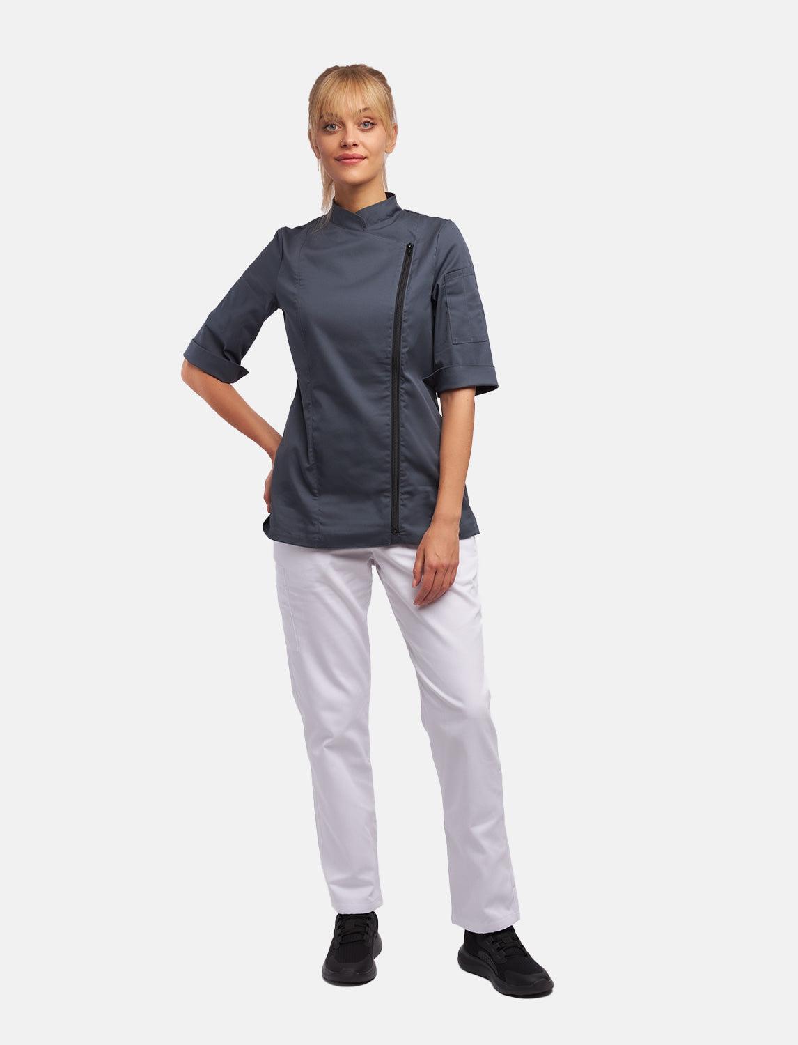 Women's Stretch Chef Jacket with Zip Slim Fit