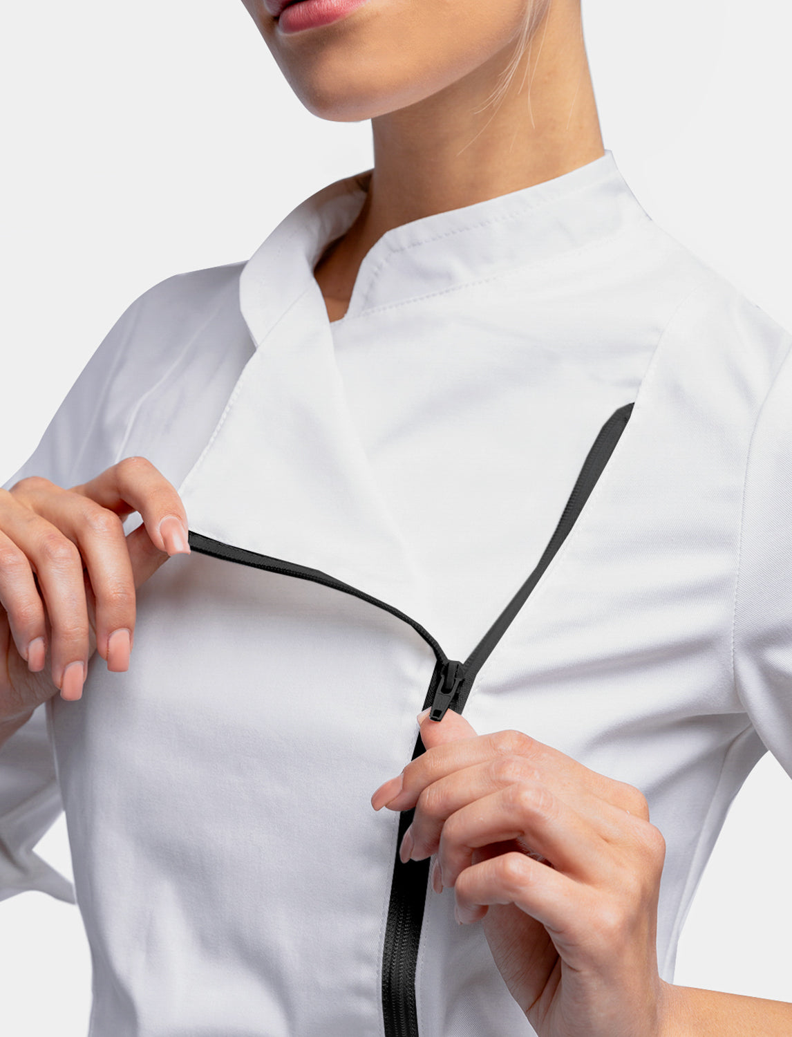 Women's Stretch Chef Jacket with Zip Slim Fit