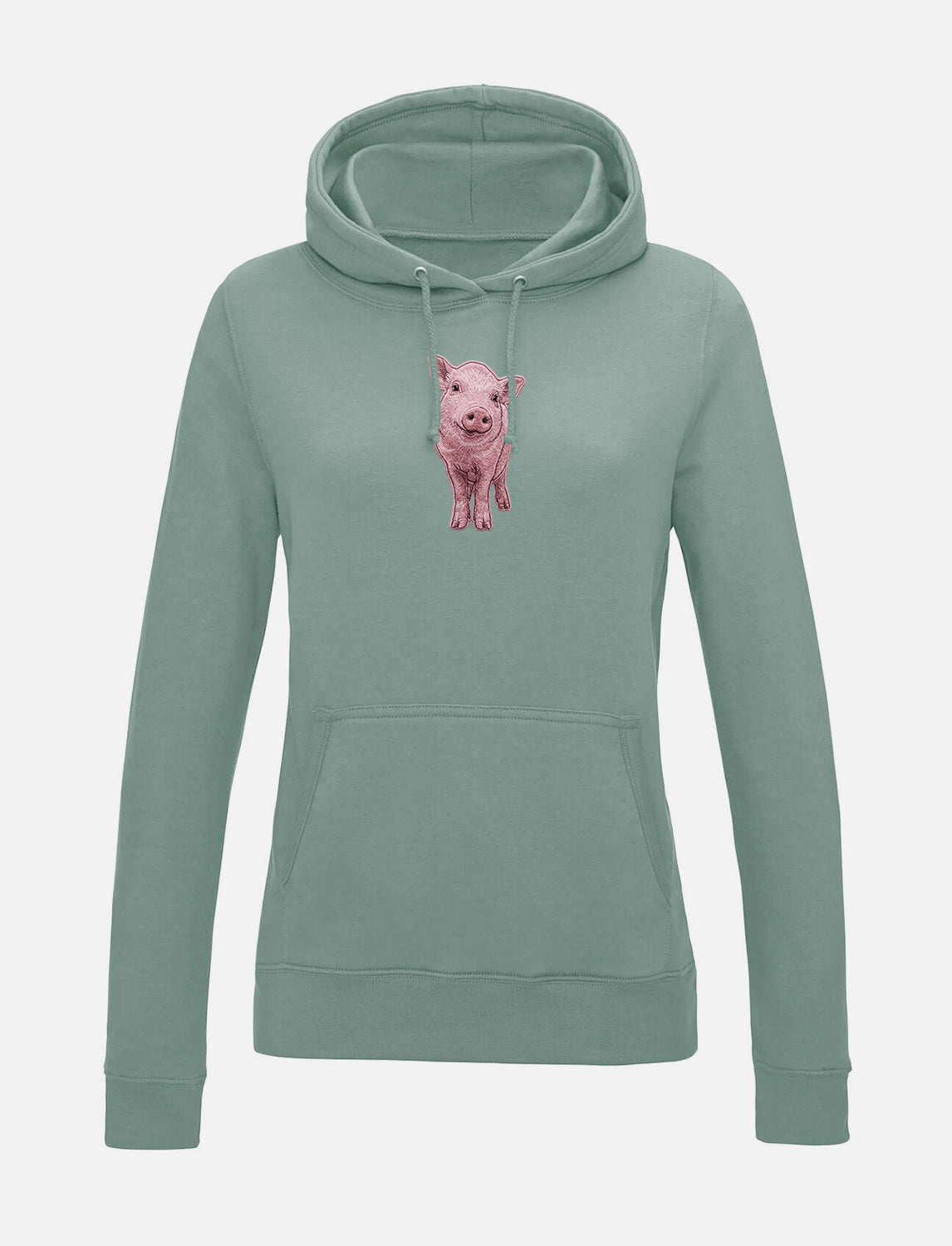 Damen-Hoodie mit Schweinchen-Stickerei