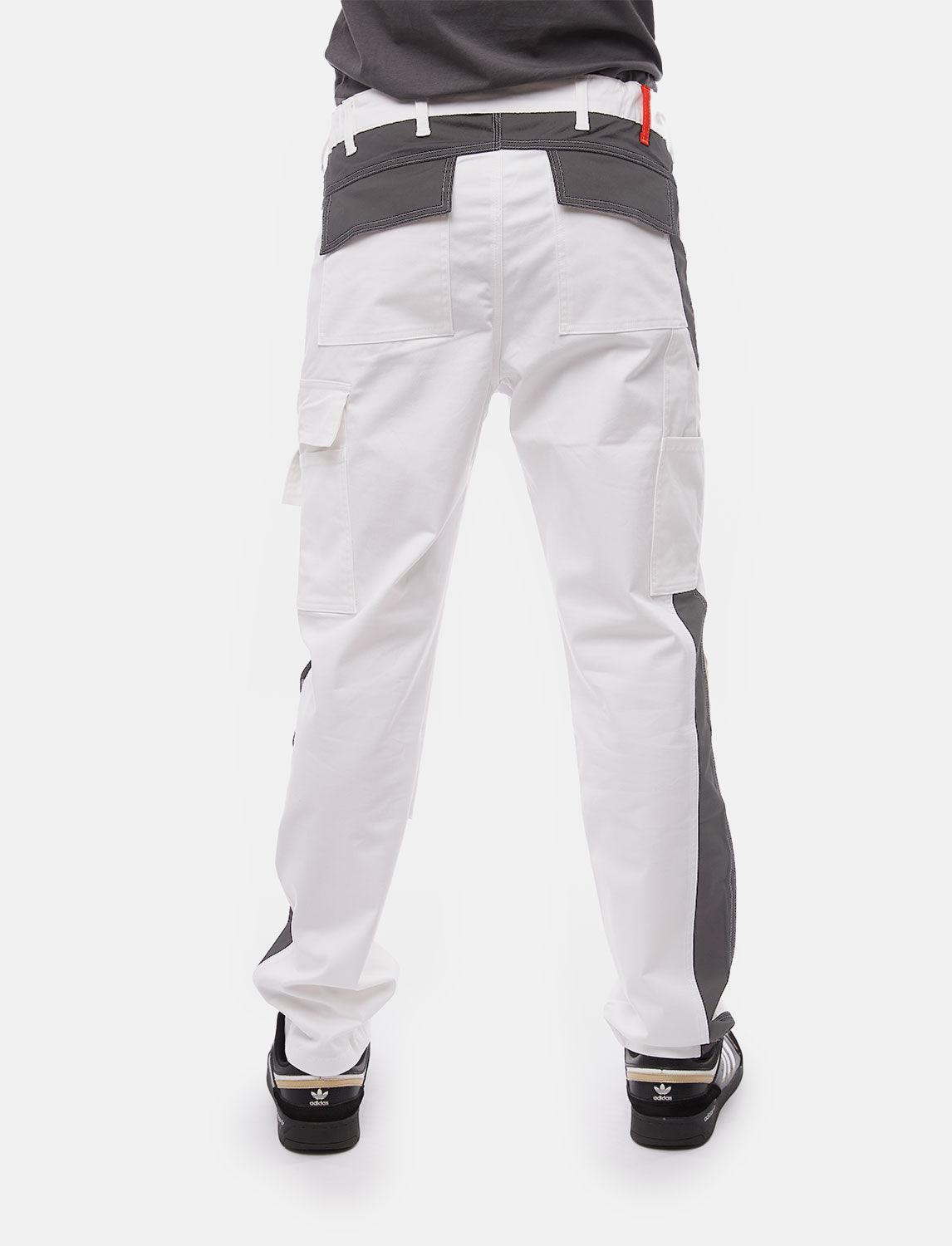 Pantalon de travail homme blanc 100 % coton avec poches pour genouillères, pantalon de peintre