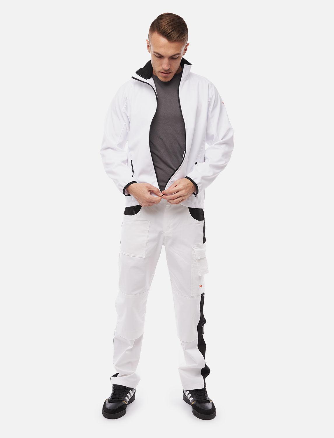 Pantalon de peintre homme stretch avec poches pour genouillères, tissu léger d’été