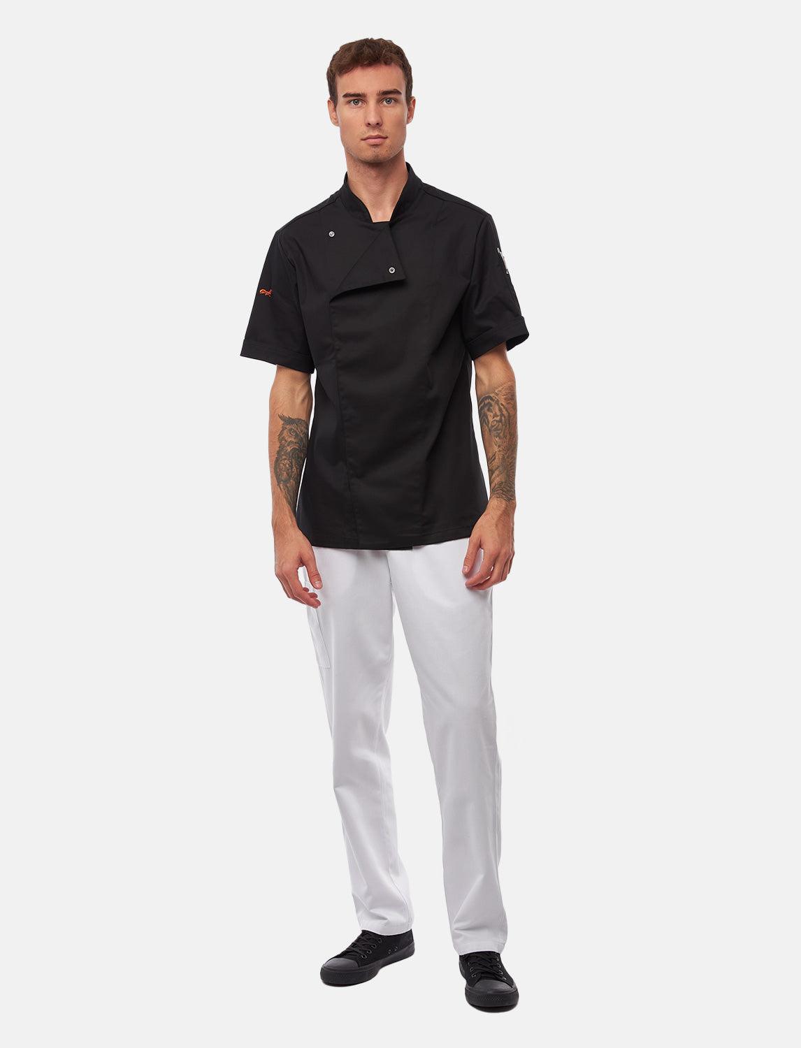 Veste de cuisine stretch homme à boutons-pression | Slim Fit, manches courtes | StrongAnt 411KURZ