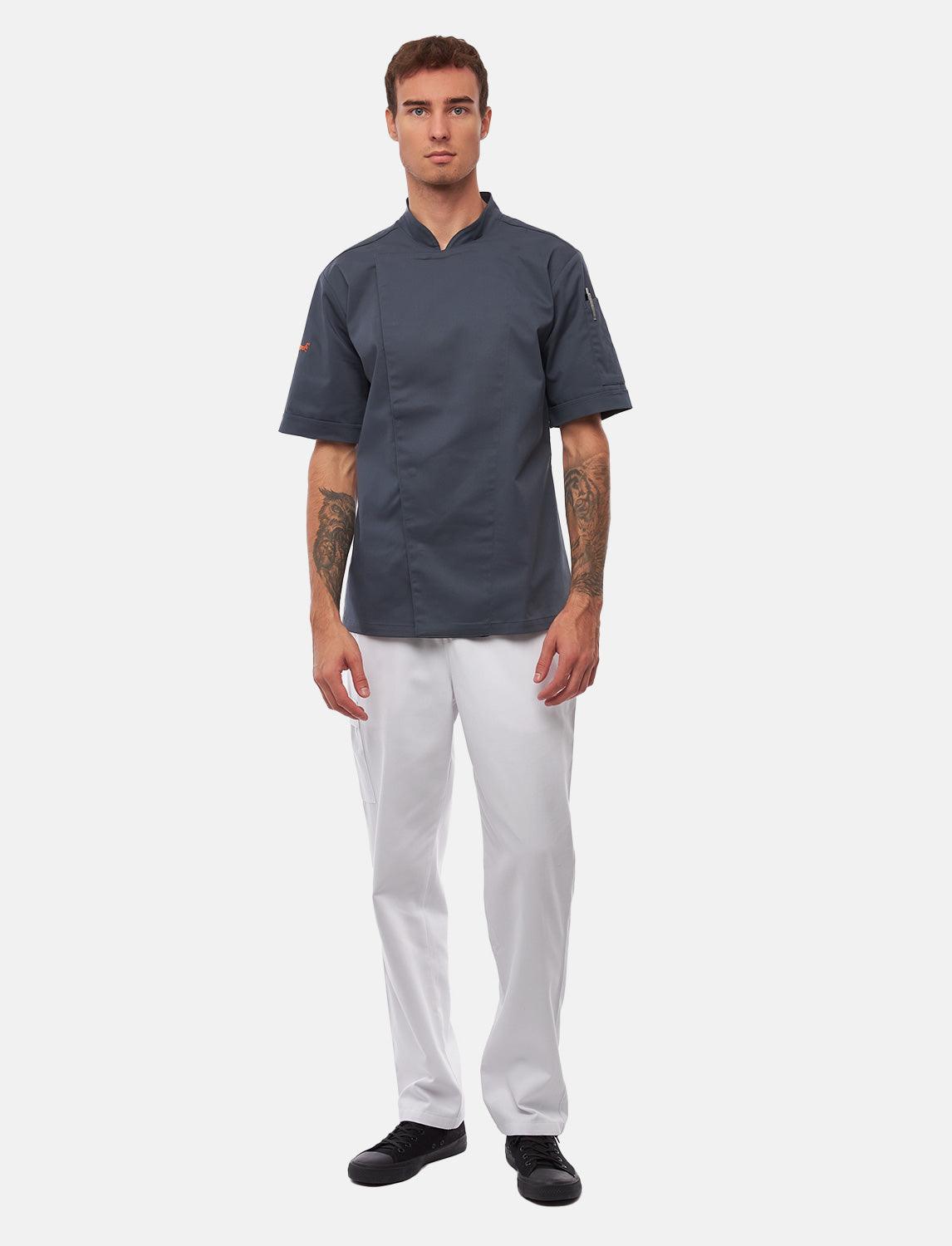 Veste de cuisine stretch homme à boutons-pression | Slim Fit, manches courtes | StrongAnt 411KURZ