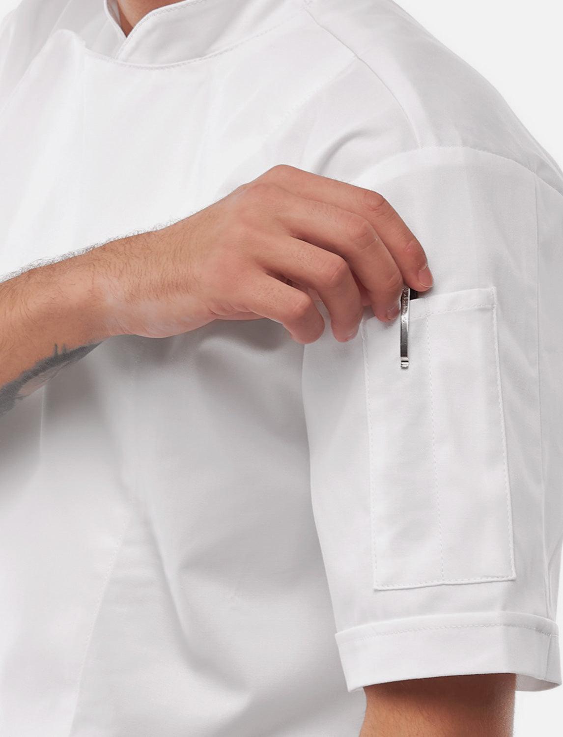 Veste de cuisine homme manches courtes avec dryMesh et boutons-pression | StrongAnt M412KURZSB