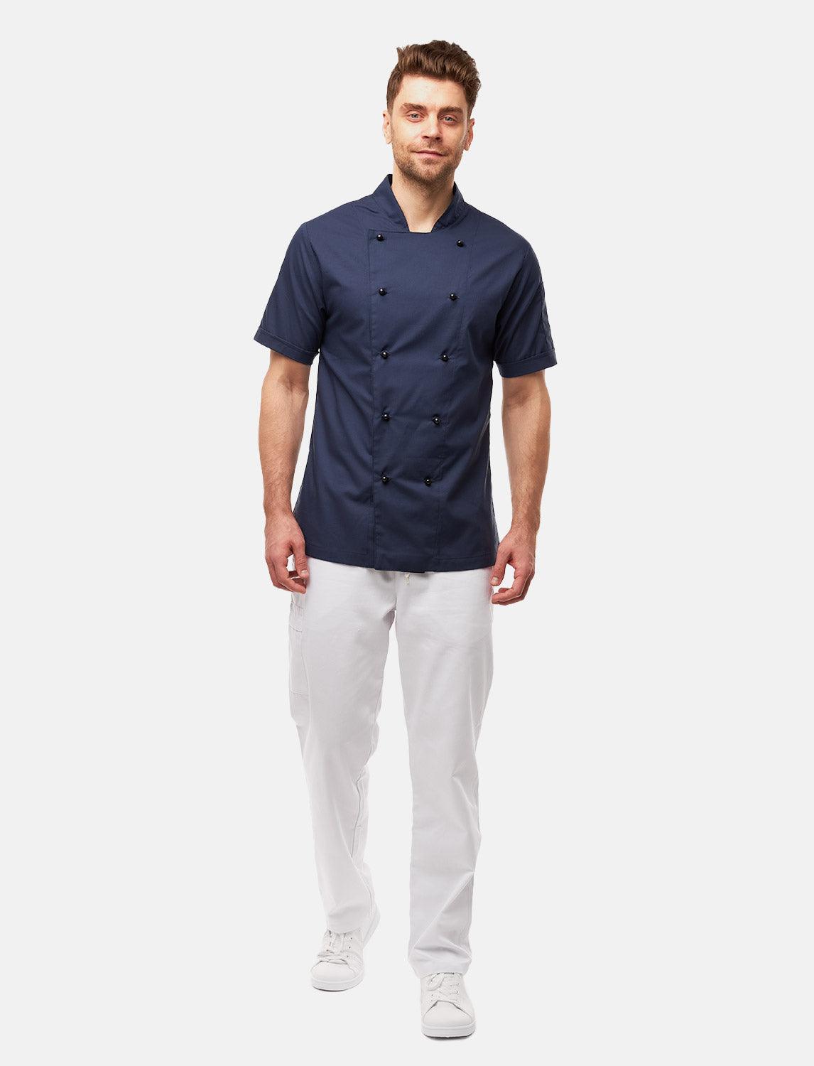 lightweight men's chef's jacket short sleeve incl. ball buttons Regular Fit Blue