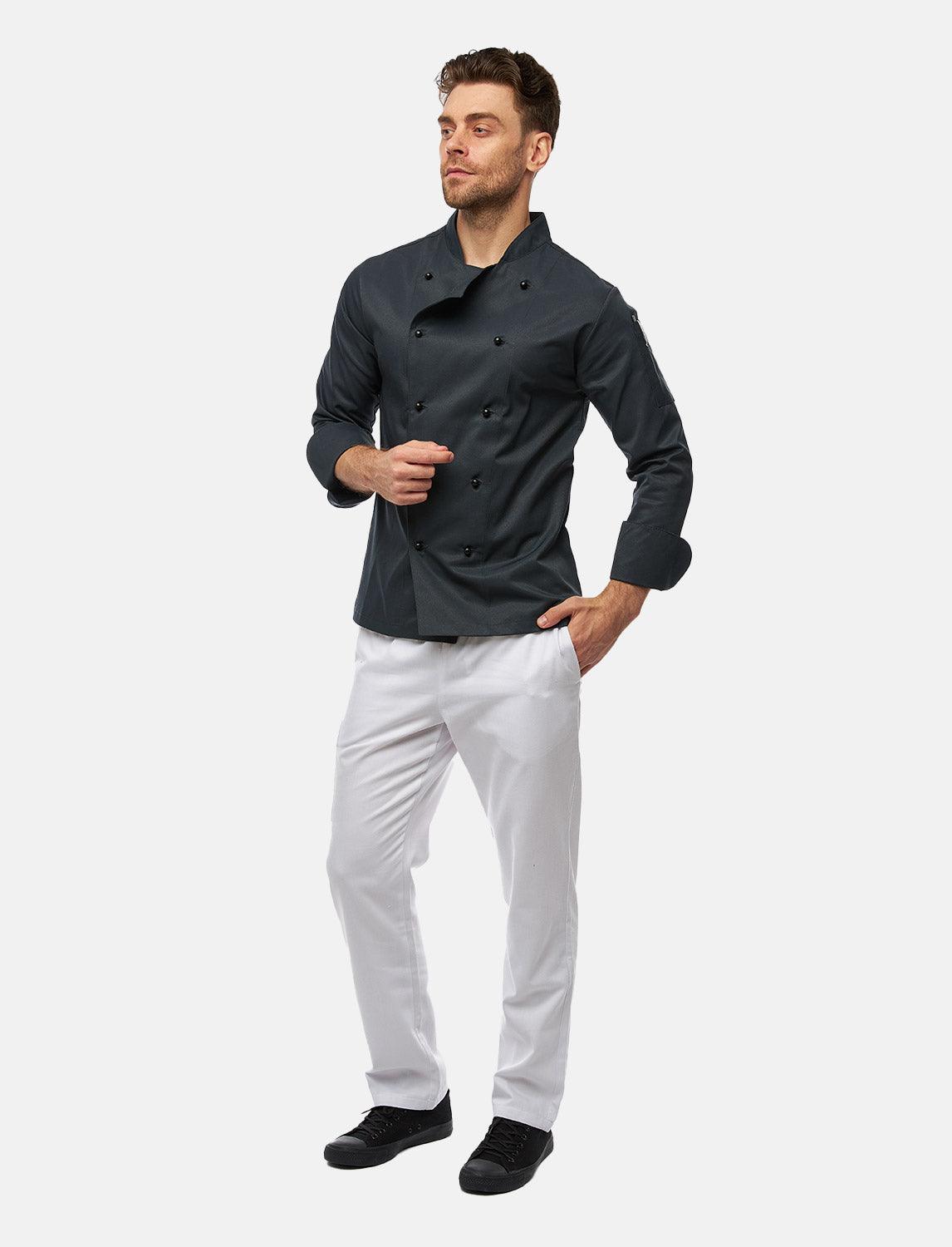 easyClean men's chef's jacket including ball buttons, cotton, long-sleeved, regular fit