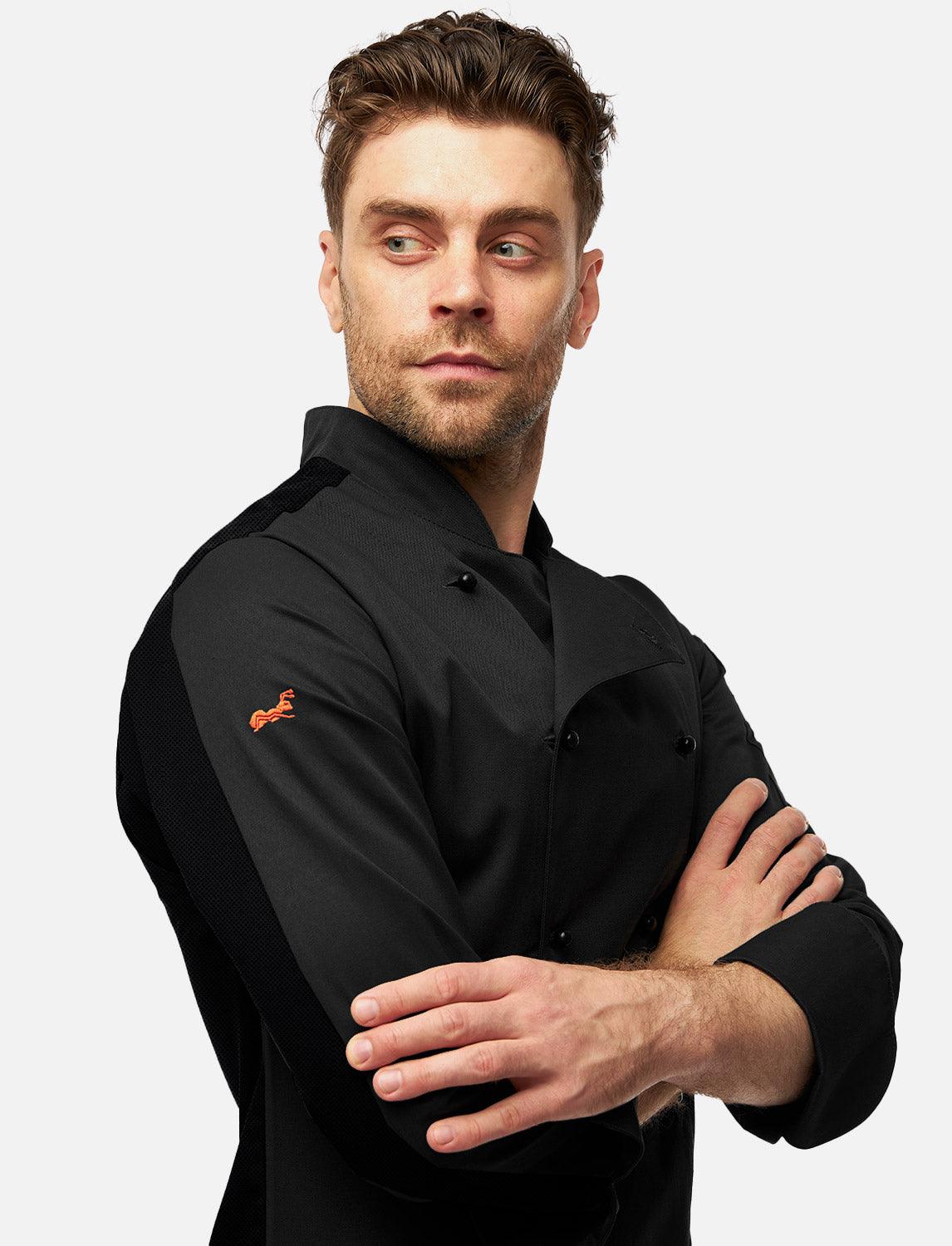 easyClean men's chef's jacket with dryMesh back and sleeves - including ball buttons - long sleeve
