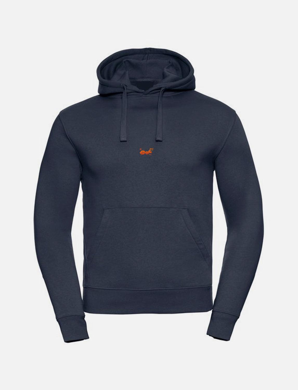 Men's hoodie with kangaroo pocket, double-layered hood, flat drawstring and slim fit