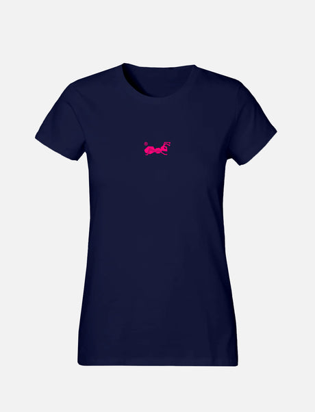 Women's T-Shirt with small Ant Logo 100% Soft Cotton