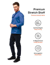 Stretch chef's jacket men with snap fasteners cornflower blue long-sleeved slim fit