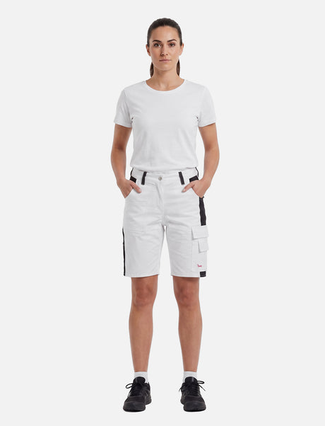 Women's short work trousers white made of stretch strong cotton