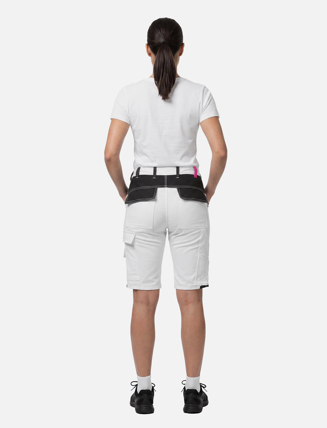 Women's short work trousers white made of stretch strong cotton