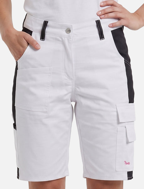 Women's short work trousers white made of stretch strong cotton
