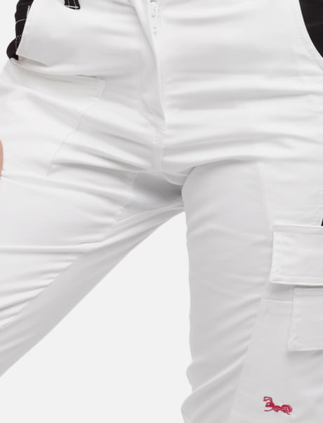 Women's short work trousers white made of stretch strong cotton