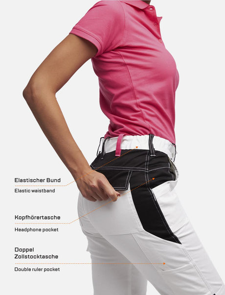 Women's white painter's trousers made of stretch strong cotton