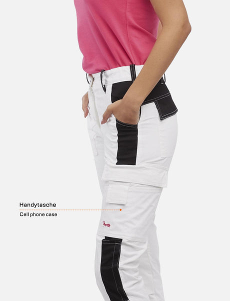 Women's white painter's trousers made of stretch strong cotton