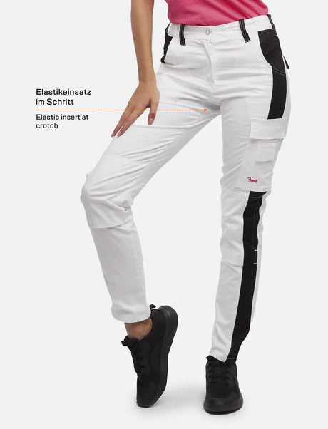 Women's white painter's trousers made of stretch strong cotton