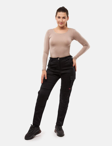 Pantalon de travail femme power Stretch Slim Fit avec poches pour genouillères