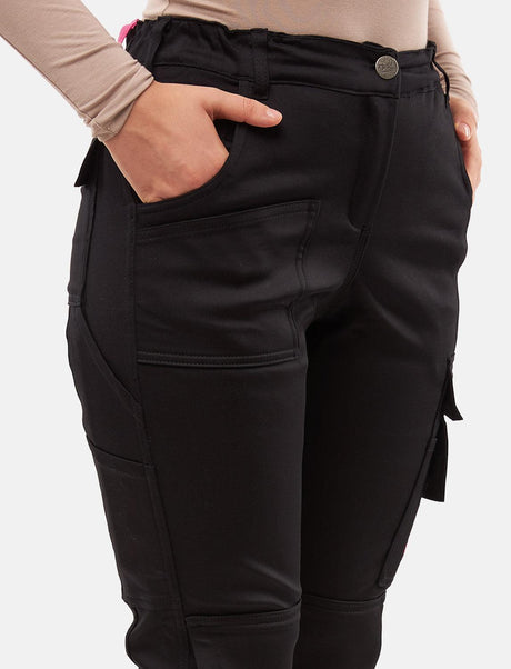 Pantalon de travail femme power Stretch Slim Fit avec poches pour genouillères