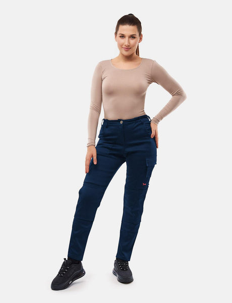 Pantalon de travail femme power Stretch Slim Fit avec poches pour genouillères