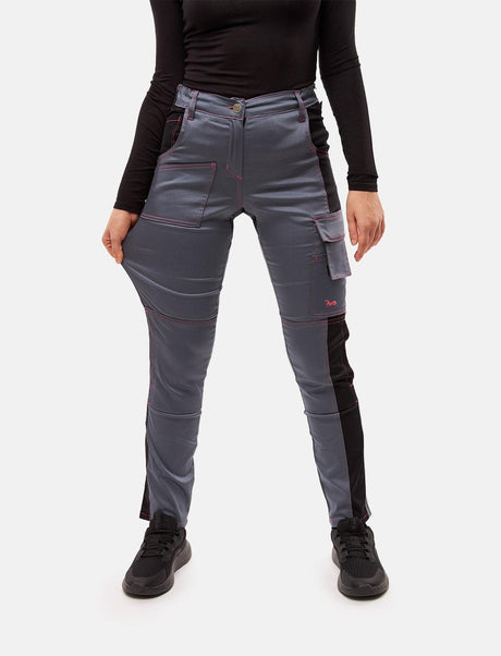 Pantalon de travail femme power Stretch Slim Fit avec poches pour genouillères