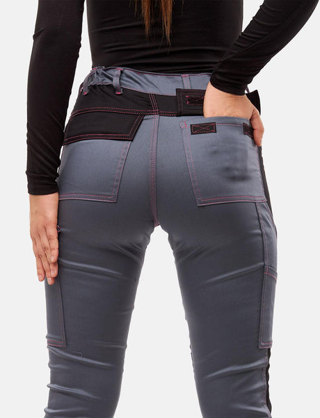 Pantalon de travail femme power Stretch Slim Fit avec poches pour genouillères
