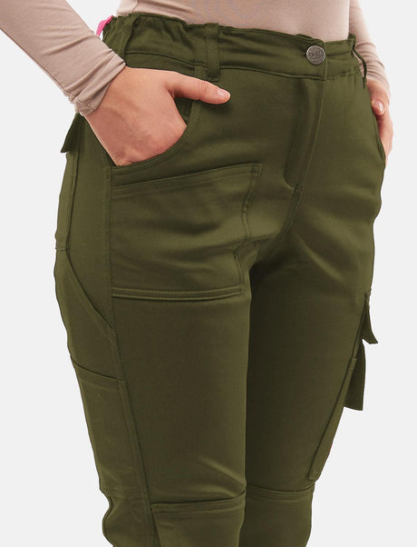 Pantalon de travail femme power Stretch Slim Fit avec poches pour genouillères