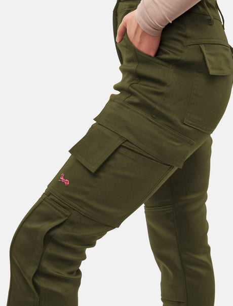 Pantalon de travail femme power Stretch Slim Fit avec poches pour genouillères