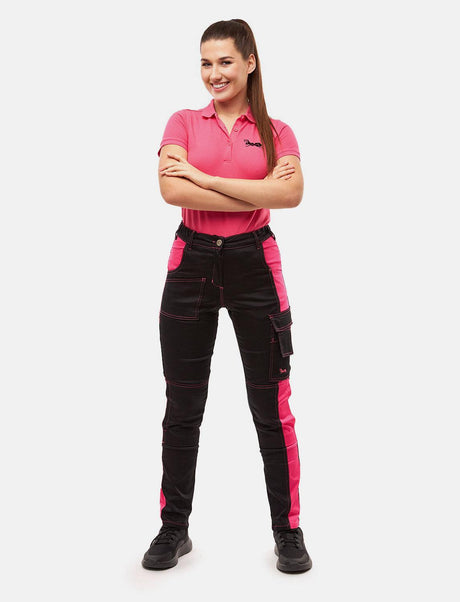 Pantalon de travail femme power Stretch Slim Fit avec poches pour genouillères