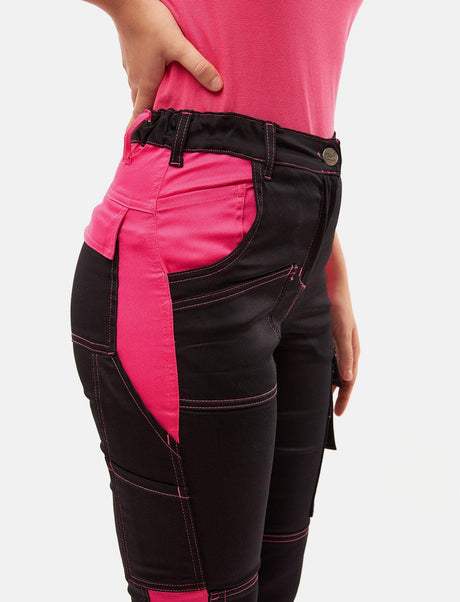 Pantalon de travail femme power Stretch Slim Fit avec poches pour genouillères