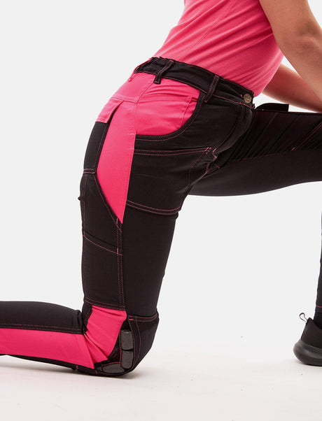 Pantalon de travail femme power Stretch Slim Fit avec poches pour genouillères