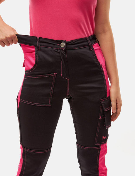 Pantalon de travail femme power Stretch Slim Fit avec poches pour genouillères