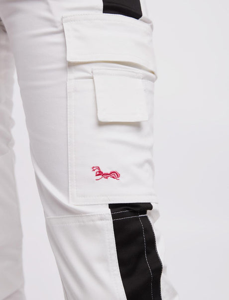 Power Stretch Painter's Trousers Women's Work Trousers White with Knee Pad Pockets