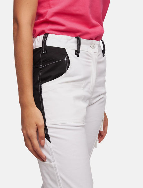 Power Stretch Painter's Trousers Women's Work Trousers White with Knee Pad Pockets
