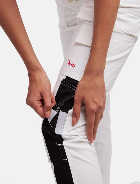 Power Stretch Painter's Trousers Women's Work Trousers White with Knee Pad Pockets
