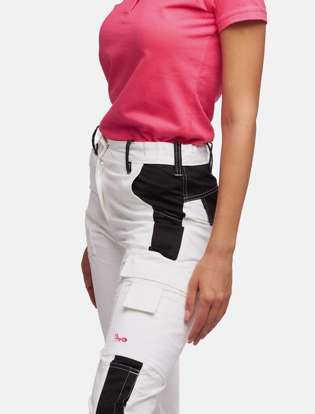 Power Stretch Painter's Trousers Women's Work Trousers White with Knee Pad Pockets