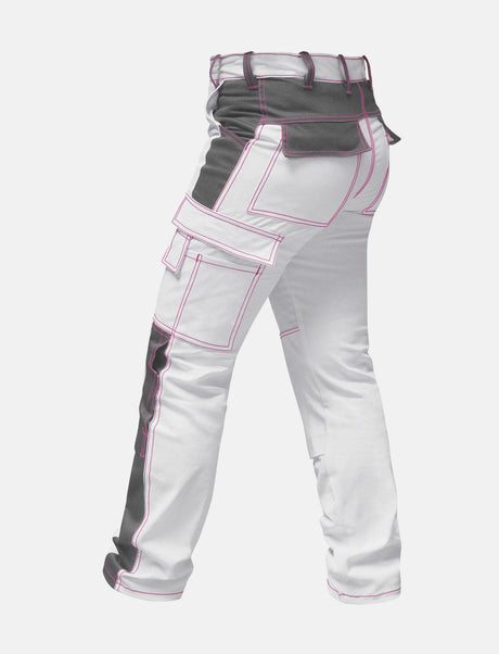 Complete stretch ladies painter's trousers with knee pad pockets work trousers white cotton