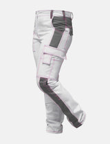 Complete stretch ladies painter's trousers with knee pad pockets work trousers white cotton