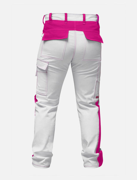 Complete stretch ladies painter's trousers with knee pad pockets work trousers white cotton