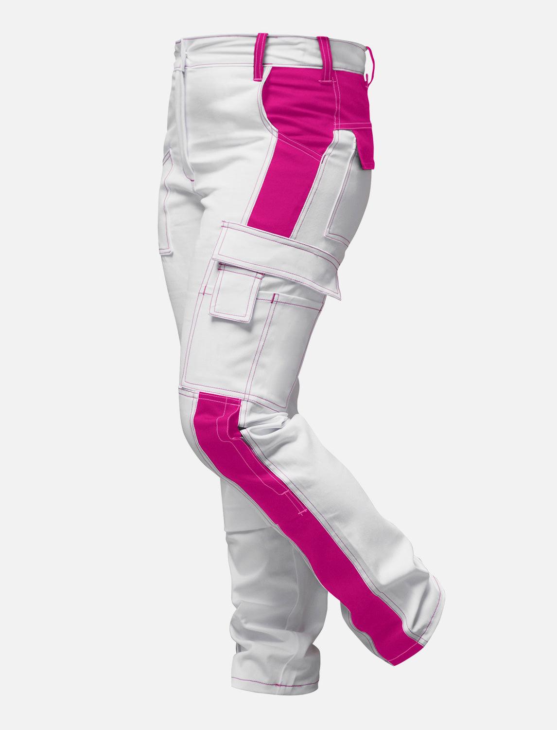Complete stretch ladies painter's trousers with knee pad pockets work trousers white cotton