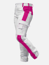Complete stretch ladies painter's trousers with knee pad pockets work trousers white cotton